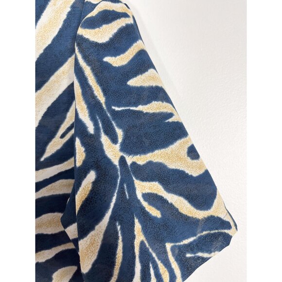 Vintage short sleeved blouse with navy blue zebra abstract motif - Picture 6 of 6